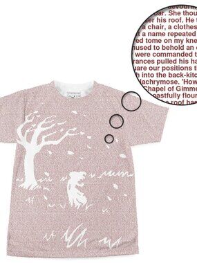 Litographs Wuthering Heights Bronte Red Writing All Over Print Tshirt Lit sz L